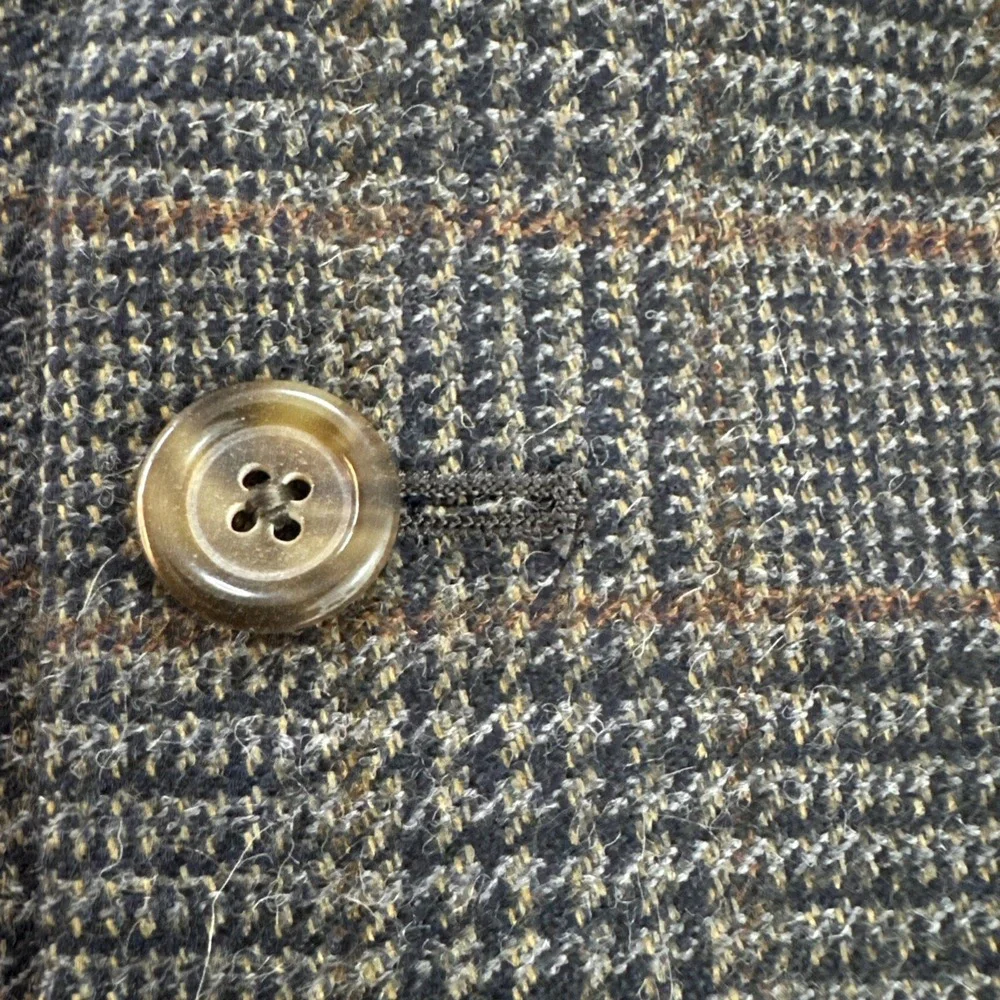 Corbin Mens Sz 44R Blue Brown Glen Plaid Flannel Wool Blazer Sport Coat Jacket